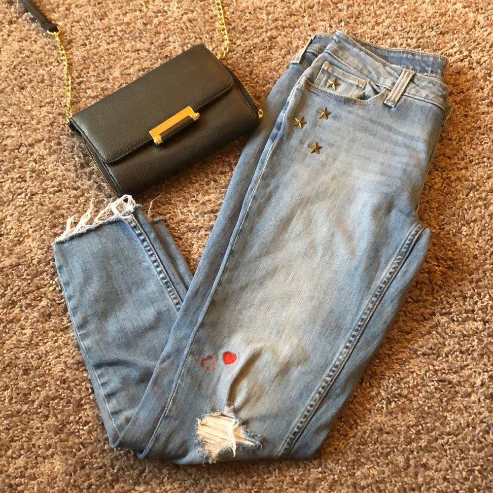 Levi 535 super skinny distressed jeans